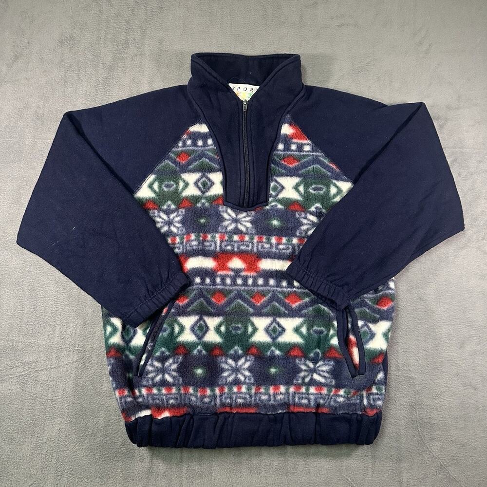 Sport Carolina Colours Fleece Set Navy Tribal Women M Vintage 90s Sweatsuit - Picture 2 of 13